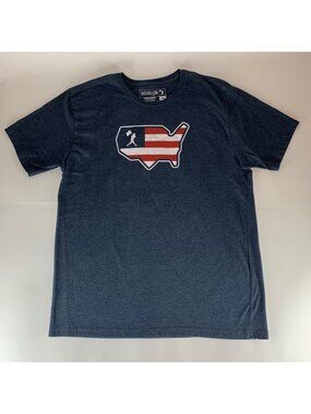 Baseballism Navy Blue American Theme Short Sleeve Crewneck Shirt Mens XXL READ